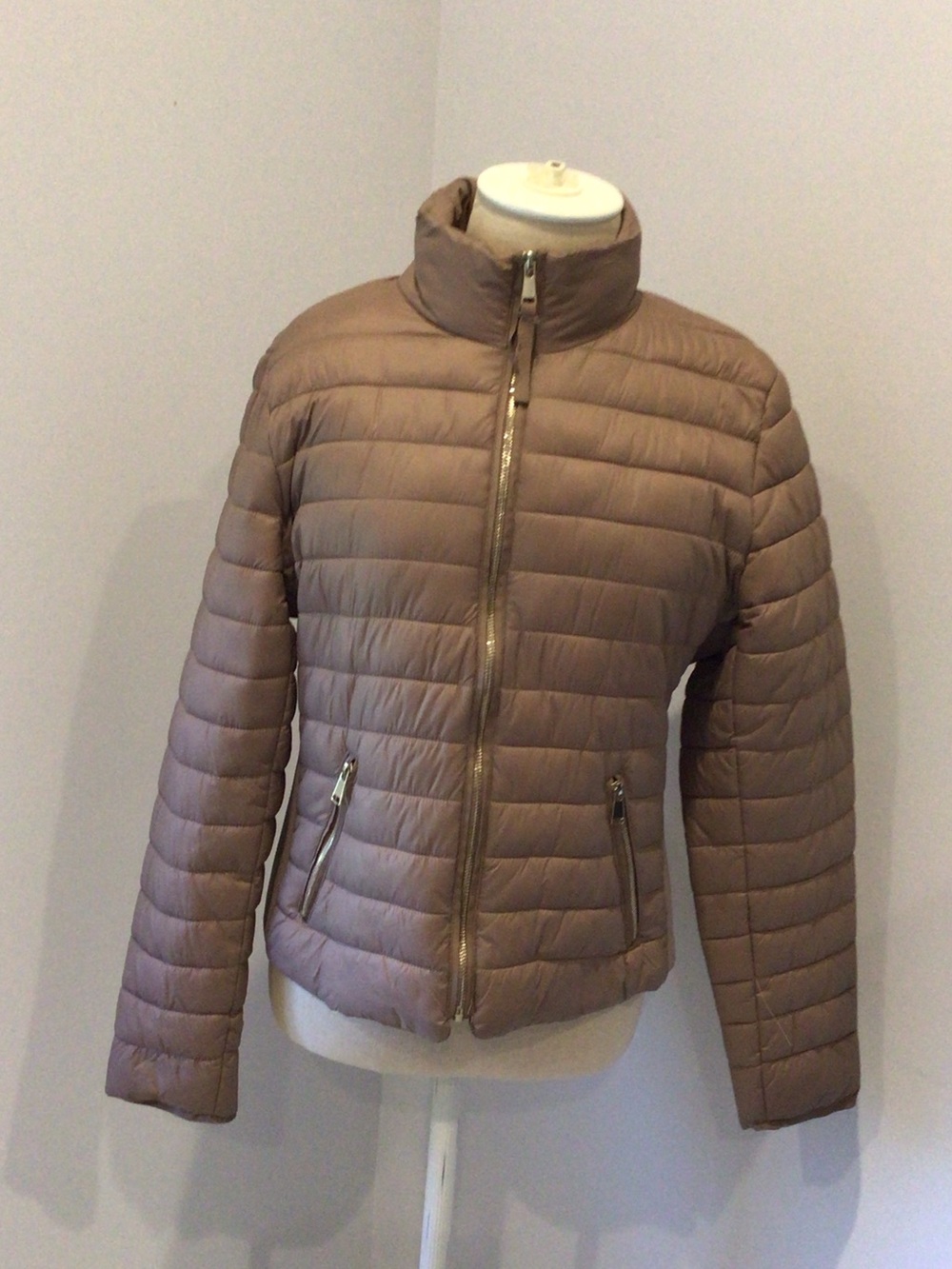 Love Tree Lightweight Taupe Beige Quilted Puffer Jacket